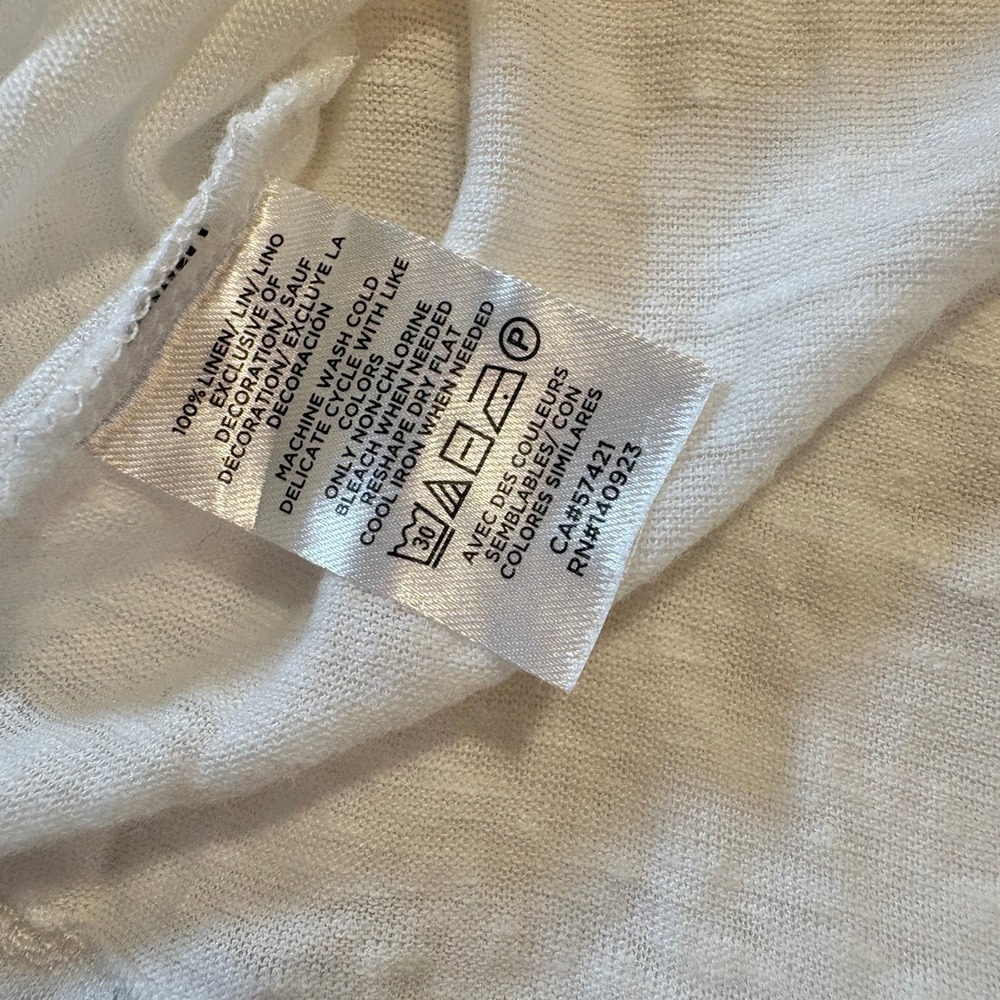 LOFT 100% Linen Womens White Flutter Sleeve Lightweight Top Size XXS - Picture 6 of 6